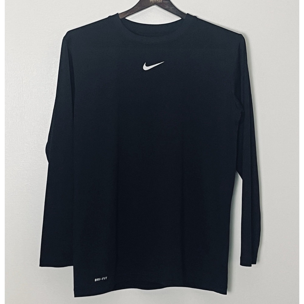 Nike DriFit Shirt Boys XL Black Long Sleeve‎ Gym Athletic Sports Football